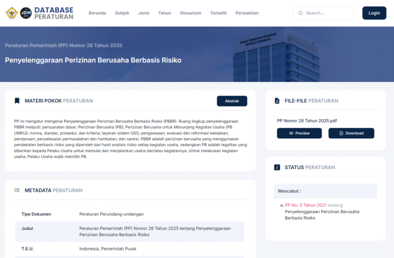 PP 28/2025 Perkuat Transformasi Ekonomi Nasional dan Pertumbuhan Investasi