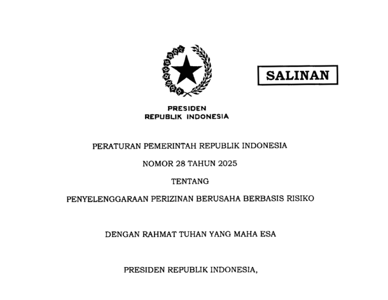 Dukung Langkah Pemerintah Terbitkan PP 28/2025 untuk Kemudahan Izin Usaha